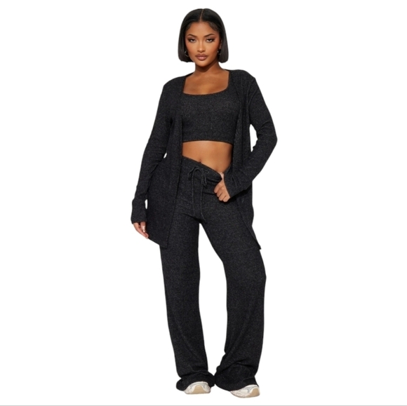 Fashion Nova Pants - Fashion Nova Cozy & Comfy Black Three Piece Pantset, Sz 1X